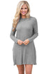 Sexy Gray High Neck Long Sleeve Knit Sweater Dress